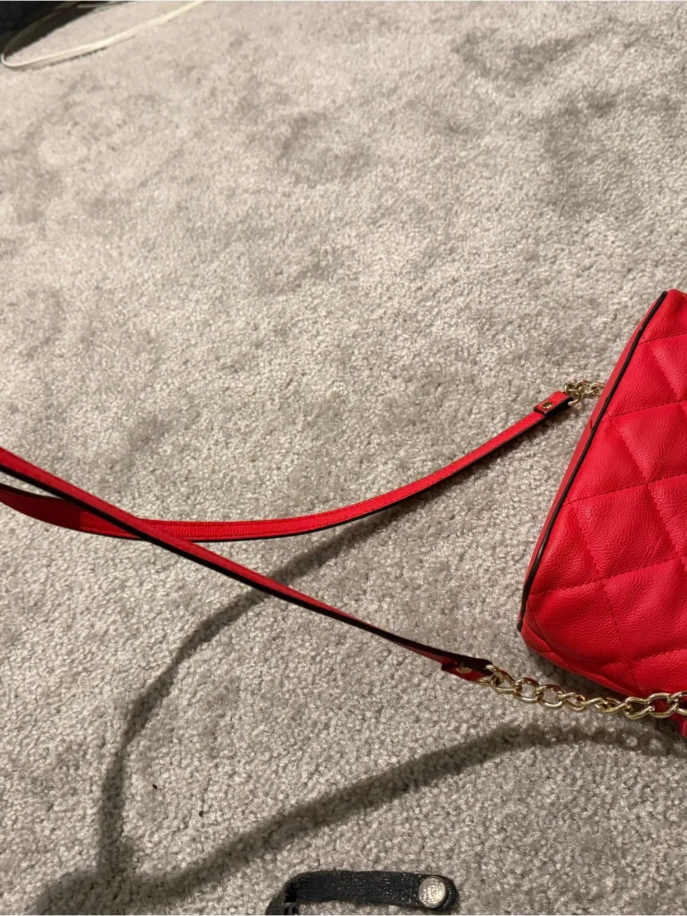 Quilted Red Betsey Johnson  Bag with Gold Nameplate